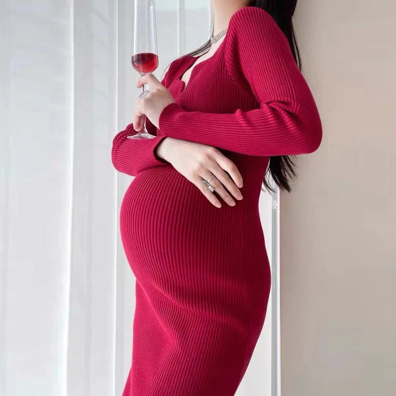 Autumn and Winter, Maternity Base Knit Skirt Long