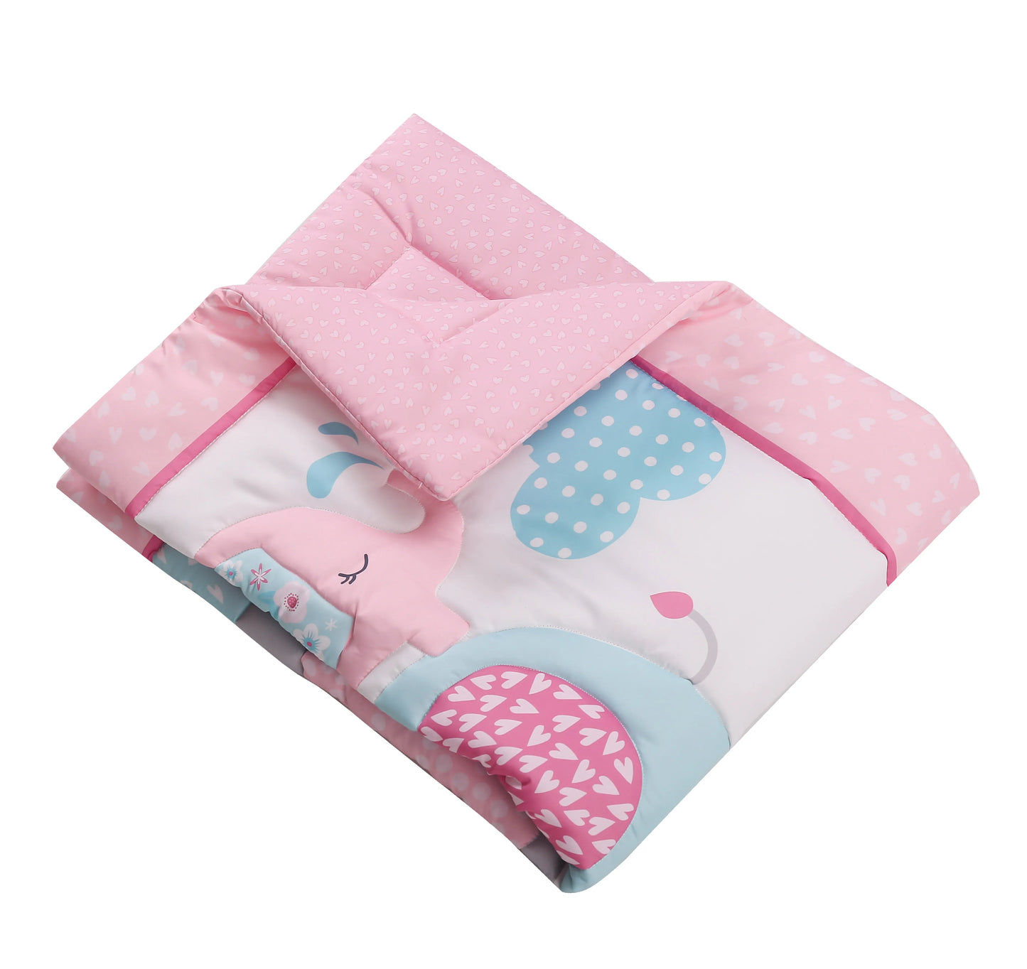 3 pcs Baby Crib Bedding Set for Girls flower elephant hot sale including quilt, crib sheet, crib skirt