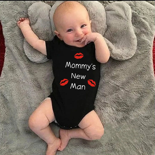 Newborn Boy, Mommy's New Man Design 100% Cotton Rompers