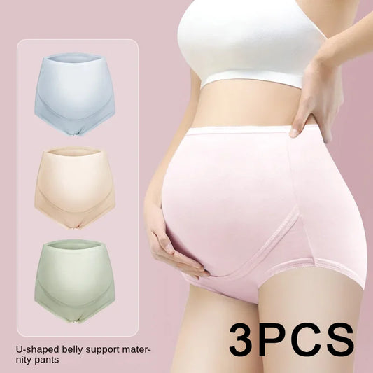 3PCS/set Cotton Maternity Panties High Waist Belly Support Briefs for Pregnant Women