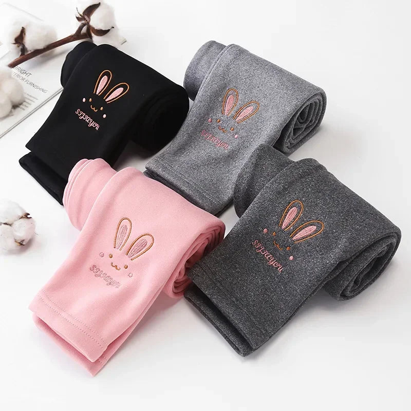 Autumn Winter Girls Leggings Thick Warm Cute Rabbit 2-8Years