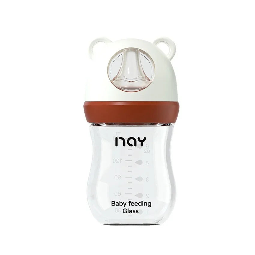 240ml Newborn Glass Feeding Bottle, Wide Caliber Anti-flatulence, Nursing Anti-Choke Baby Bottle Infant BPA Free