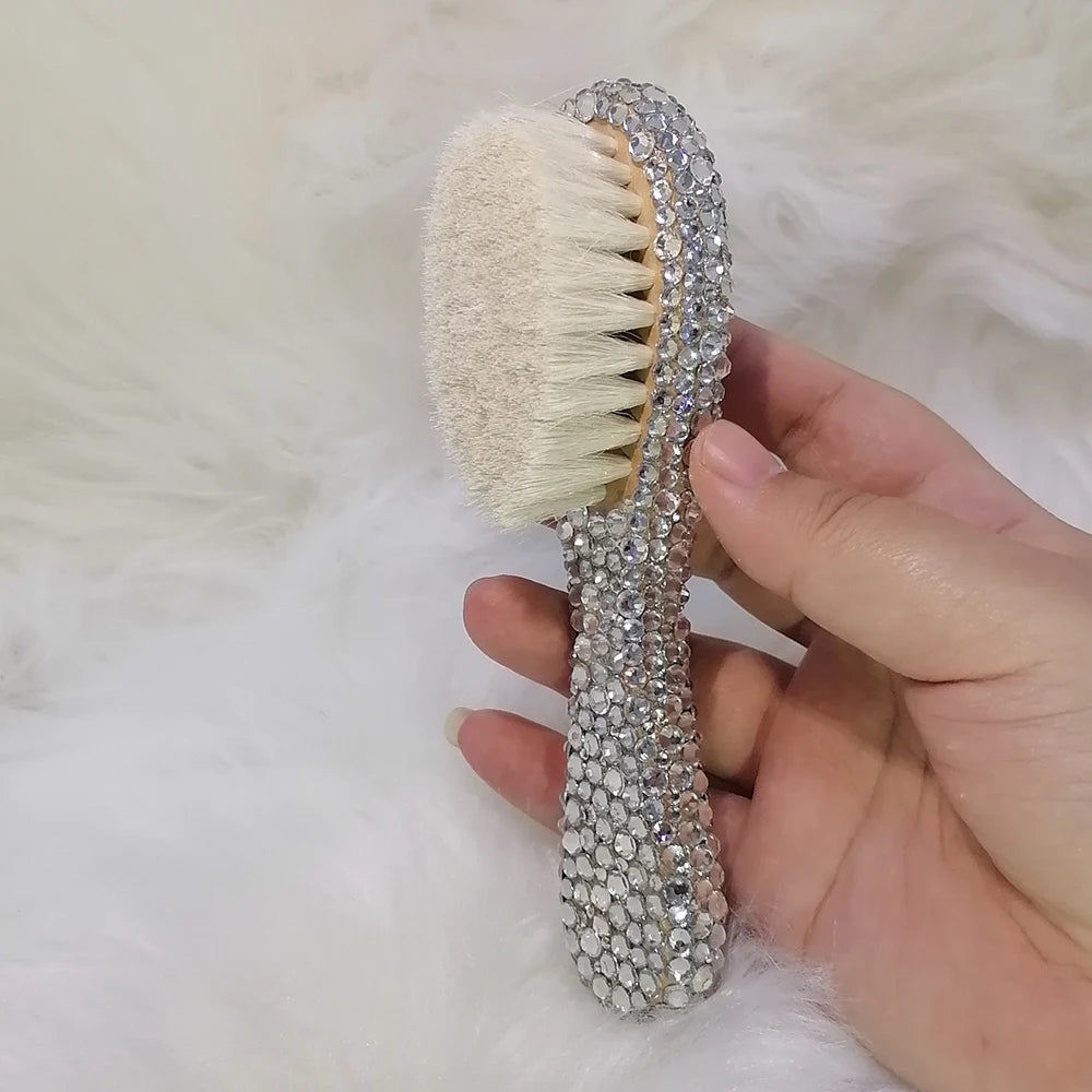 Kids Baby Girl Brush Wool, Comb Crystal Rhinestones Pearl Bling