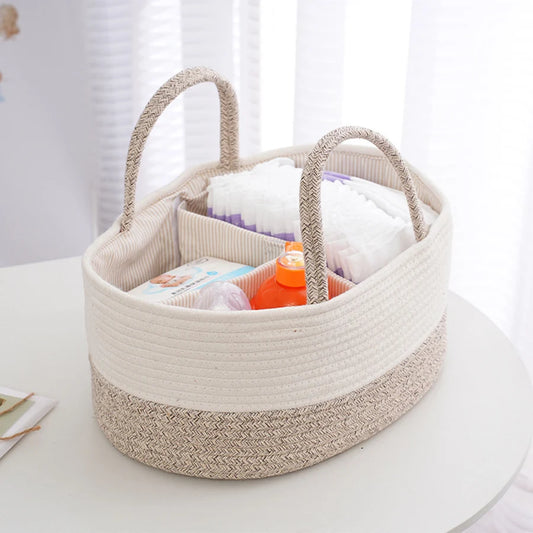 Multifunctional Portable Cotton Rope Baby Diaper Storage Basket