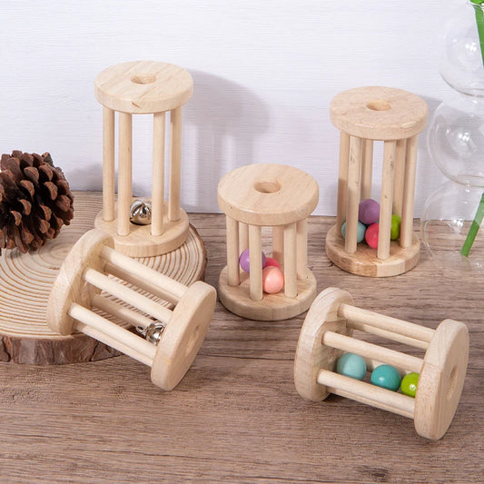 Baby Music Toy, Wood Rolling Cage, Bell,  Colorful Rattles, Early Developmental Sound Infant & Toddler Musical Toys