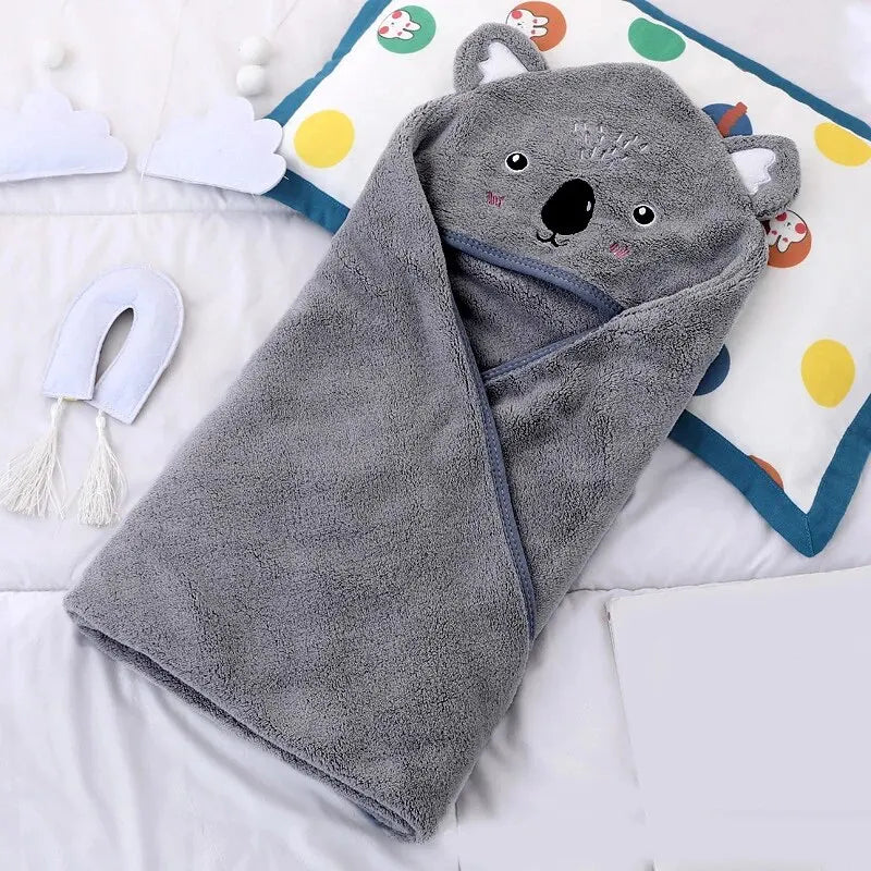 1 Piece Baby Super Absorbent Polyester Cute Animal Hooded Bath Towel