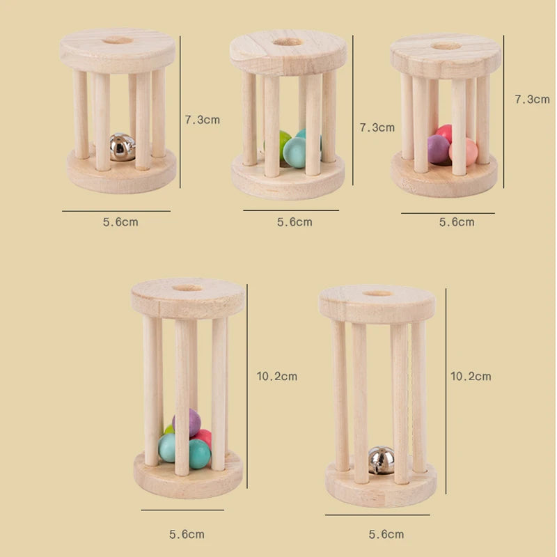 Baby Music Toy, Wood Rolling Cage, Bell,  Colorful Rattles, Early Developmental Sound Infant & Toddler Musical Toys