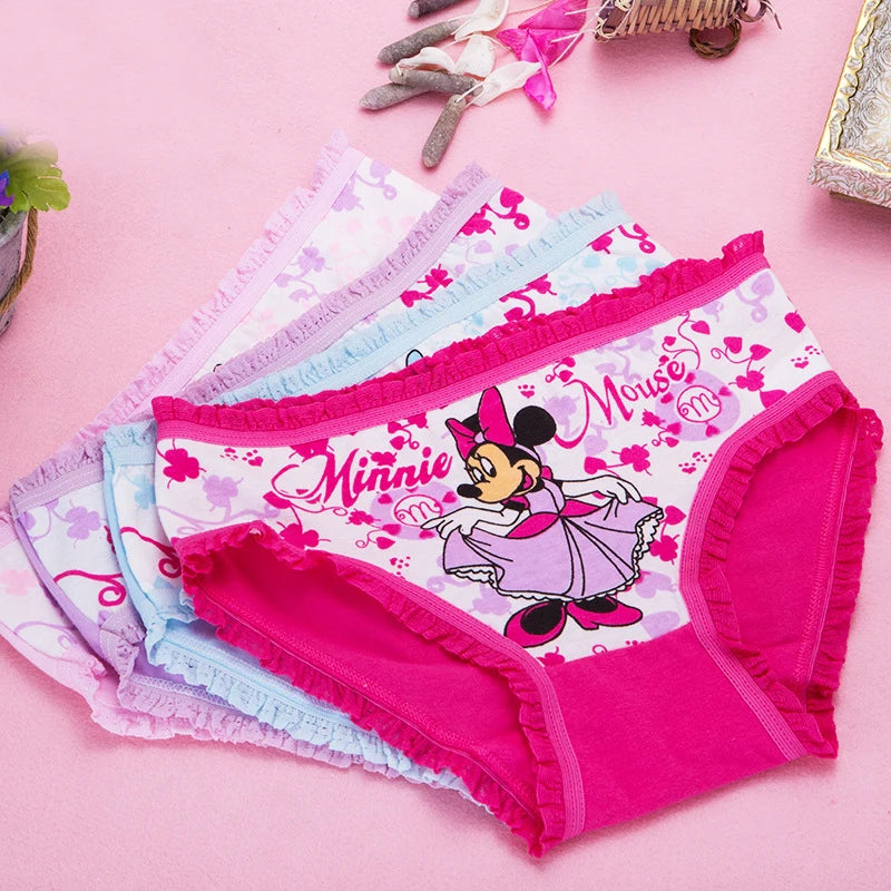 2Pcs/bag Color Random New Triangle Underwear, Minnie Cartoon Girls Panties 2-6Y