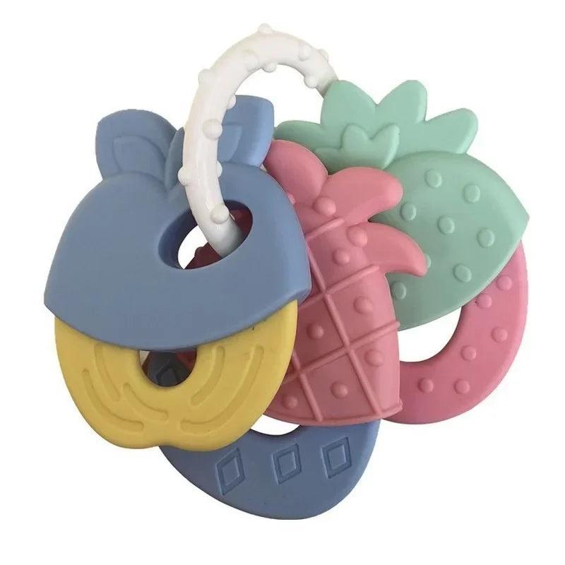 Baby Fruit & Animal Style Soft Rubber Rattle, Teether Toy