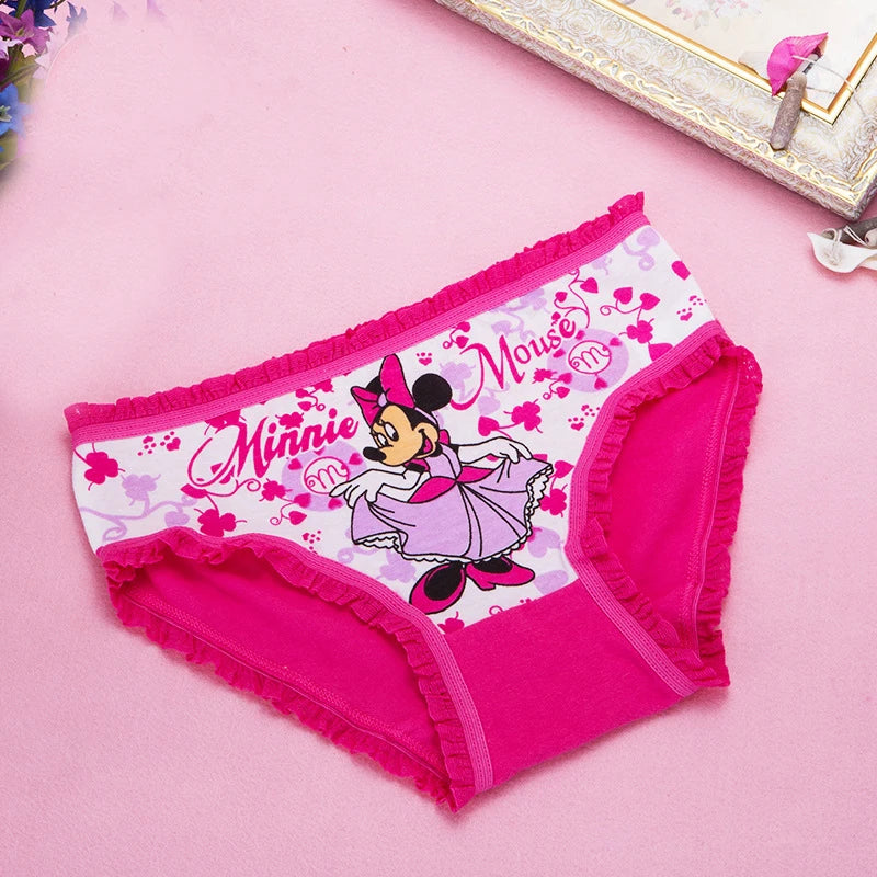 2Pcs/bag Color Random New Triangle Underwear, Minnie Cartoon Girls Panties 2-6Y