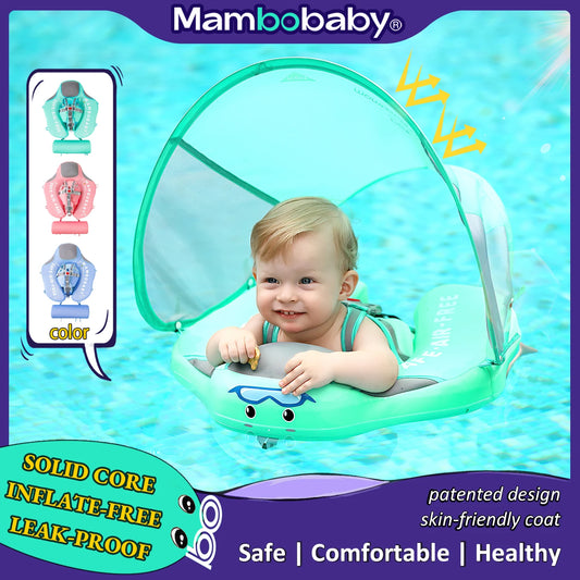 Baby Float with Sunshade Canopy and Crotch Strap Inflatable-free Safe Core Swimming Pool