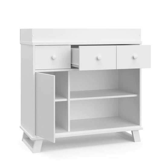 Modern Nursery Baby Dresser With Changing Table Top & Drawers, Fits Standard-Size Changing Pad