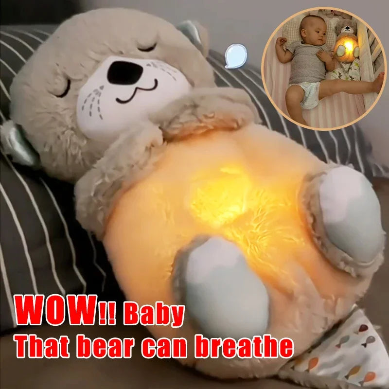 Baby Breath, Baby Bear, Otter Plush Toy, Soothing Music Sleep Companion, Sound And Light Toy Gifts