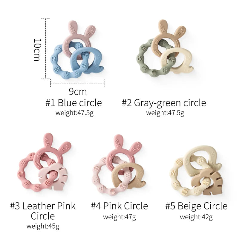 1Pcs Baby Silicone Teething Ring, BPA Free