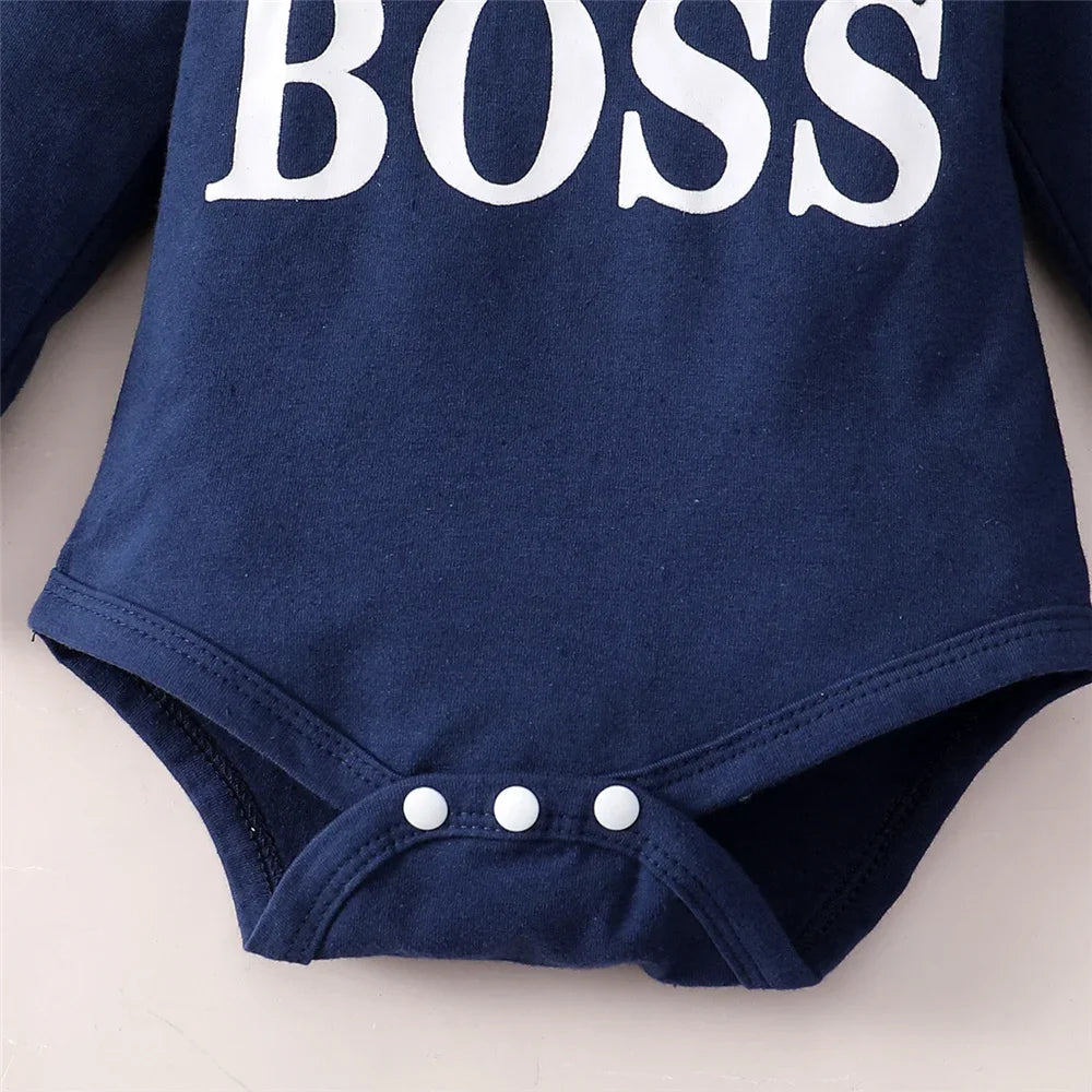 0-24 Months Newborn Baby Boy 2PCS Clothes Set, Letter print Long Sleeve Hoodie Romper + Pants Cute Spring & Autumn Outfit