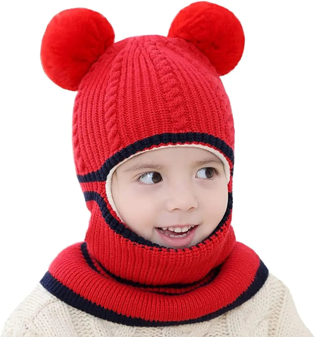 1-4 Years Kids New Autumn Winter Bear Ear Knit Pullover Bonnet Caps