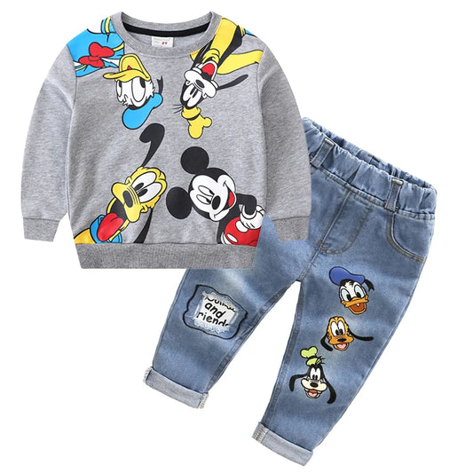 New Autumn Children Clothing Set, Toddler Boys Costume Cartoon Mickey Mouse Top& Pants for 2-3 Years