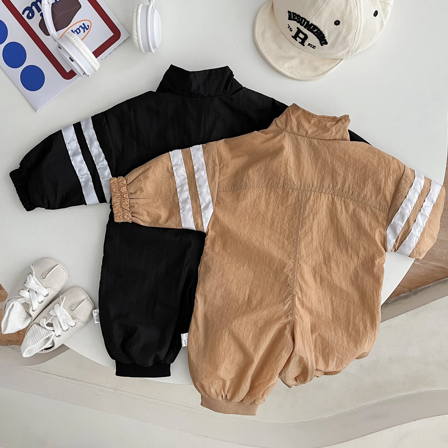 Autumn Newborn Baby Boys Striped Recreational Sports Crawling Clothes  0 - 3T