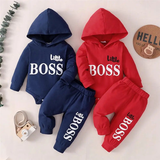 0-24 Months Newborn Baby Boy 2PCS Clothes Set, Letter print Long Sleeve Hoodie Romper + Pants Cute Spring & Autumn Outfit