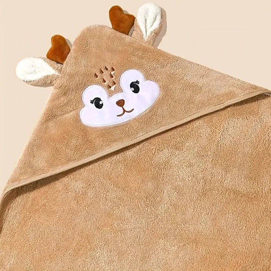 1 Piece Baby Super Absorbent Polyester Cute Animal Hooded Bath Towel