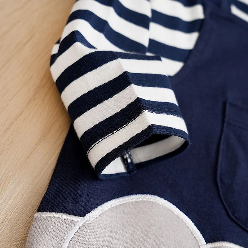 Baby Boy. Girls Unisex Newborn Cotton Onesies Romper 0-18 Months Long Sleeve Striped Elephant