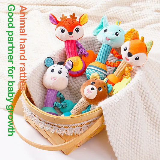 Colorful Baby Rattles, Fox, Zebra, Bear, Bunny, Animal Shaped Infant Hand Rattle With Teether, Crib Baby Toys 0 to 12 Months