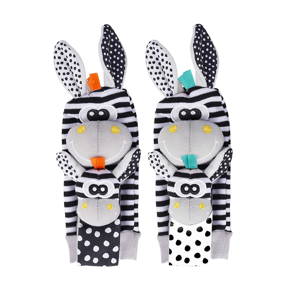 Cute Animals Wrist Rattle Foot Finder, Socks 0~12 Months