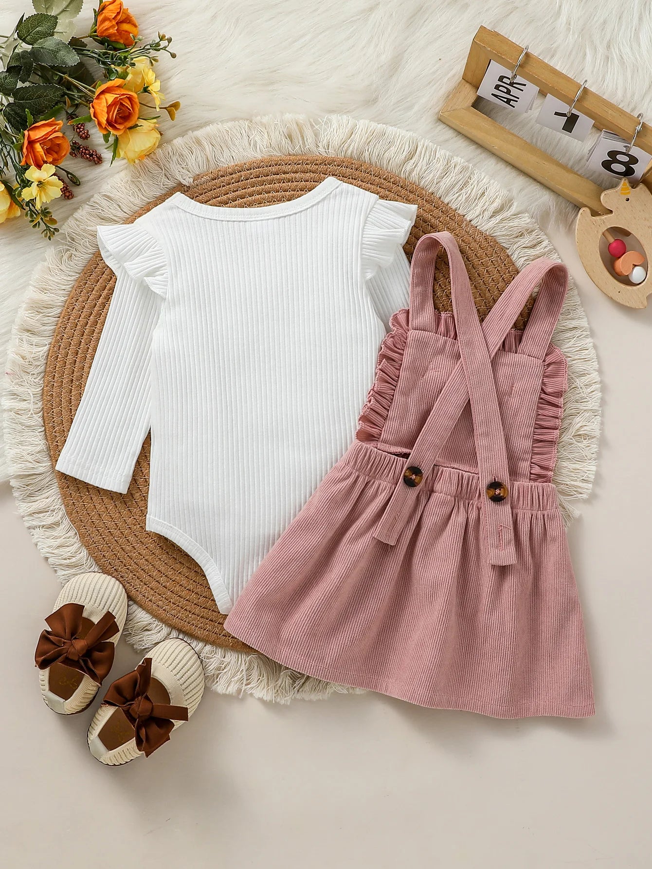 2Pcs Baby Girls Spring/ Autumn Long Sleeve Shirt Set With Floral Outfits