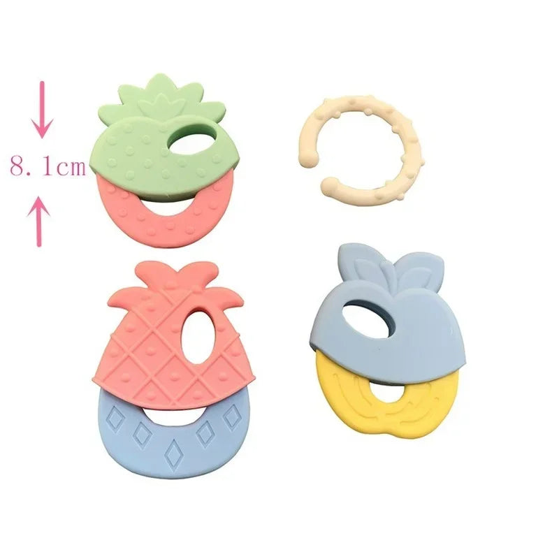 Baby Fruit & Animal Style Soft Rubber Rattle, Teether Toy