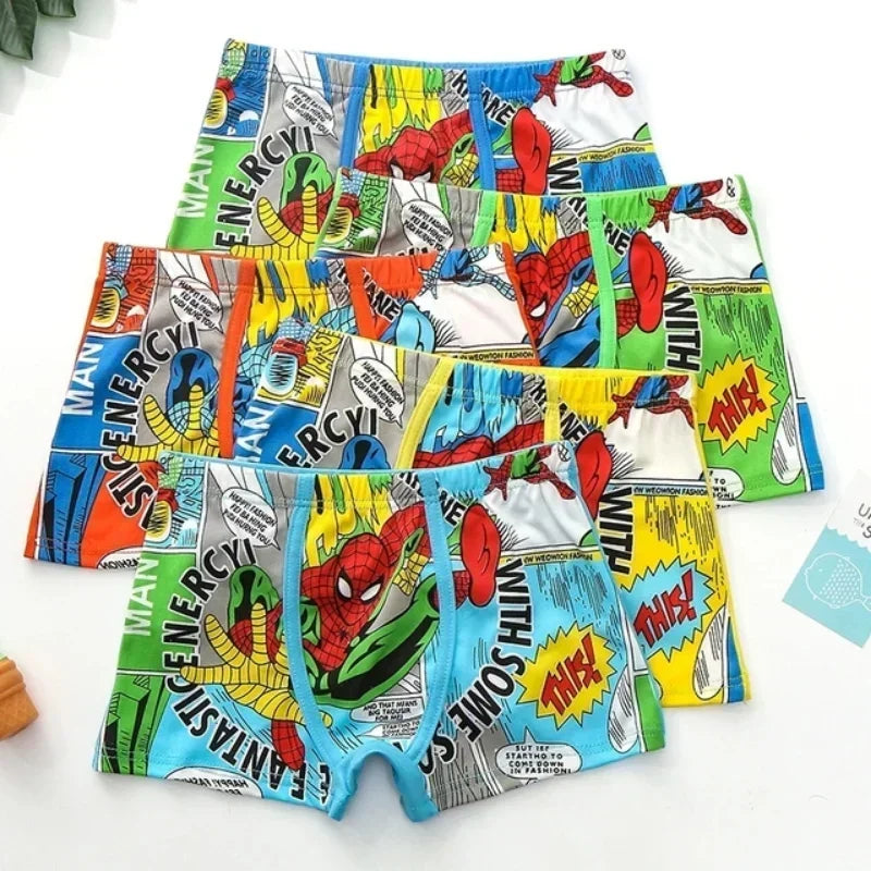 4pcs Disney Spiderman Children's Cartoon Cotton Boys Boxers, Frozen Girls Panties 3-12Y