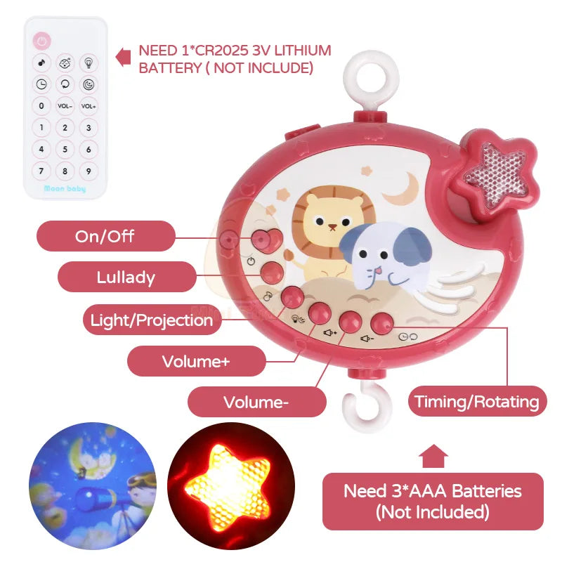 Baby Crib Mobile Toy, Rotating Musical Projector Night Light