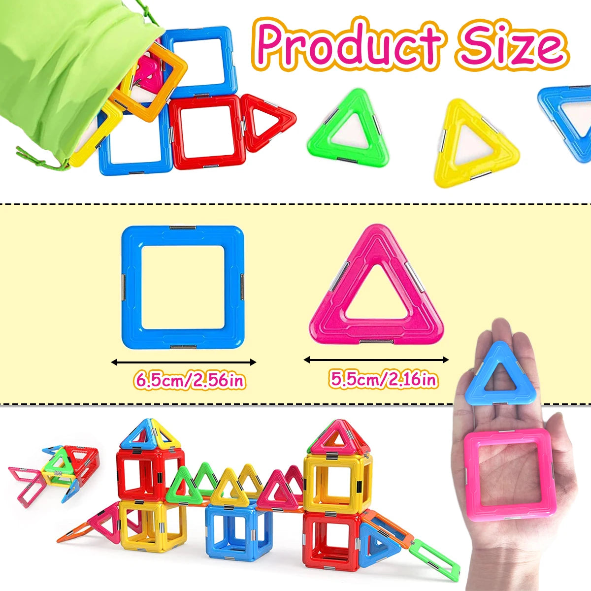 Extra Large Magnetic Building Tiles Set, Constructor Educational Gift for Children, Strong Magnets