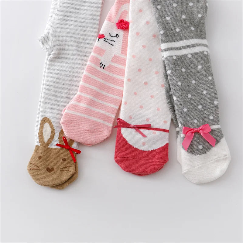 0-12M Newborn Baby Girls Knitted Cotton Print Infant Tights