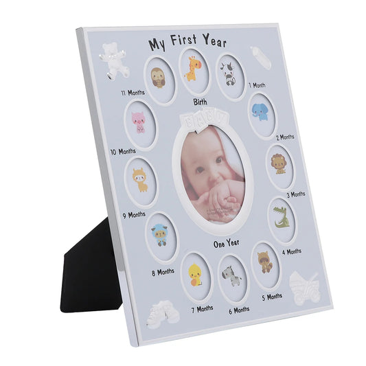 My First Year Baby Picture Frame, Growth Record Infant Birthday Display, 12 Months Photo Frame