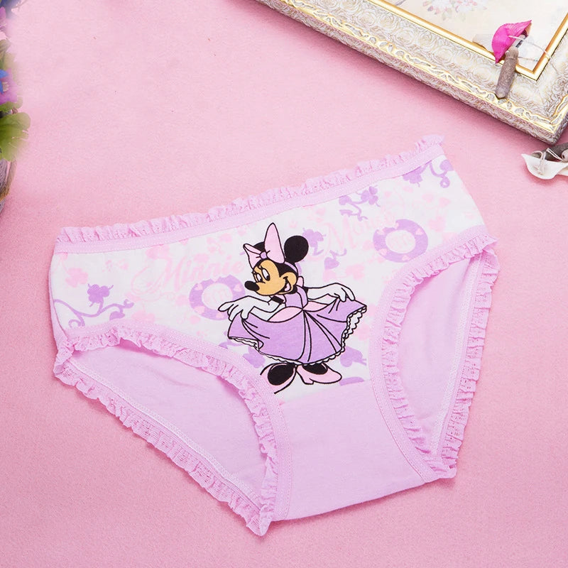 2Pcs/bag Color Random New Triangle Underwear, Minnie Cartoon Girls Panties 2-6Y