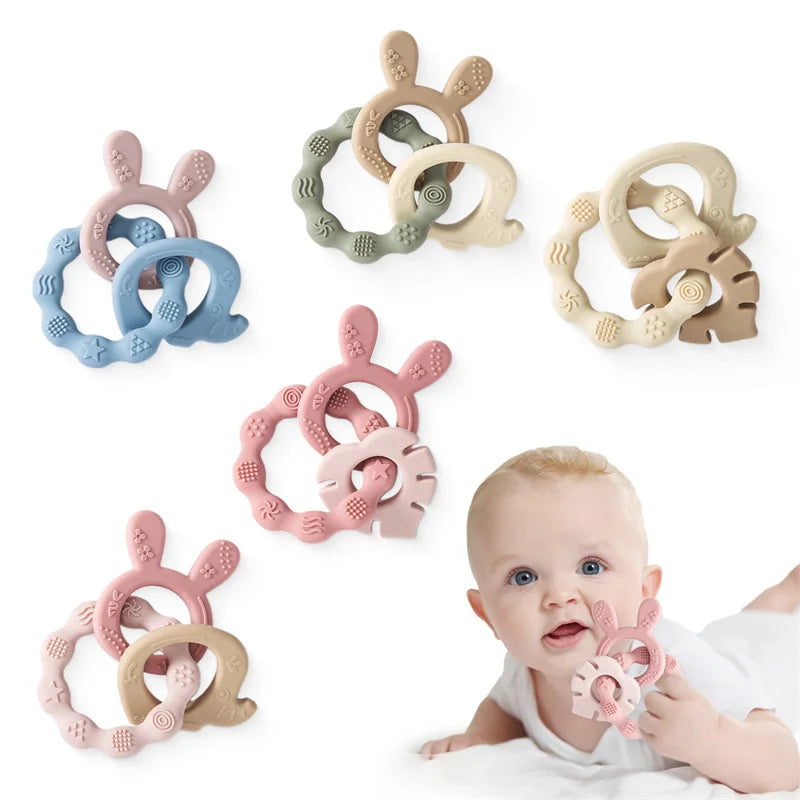 1Pcs Baby Silicone Teething Ring, BPA Free