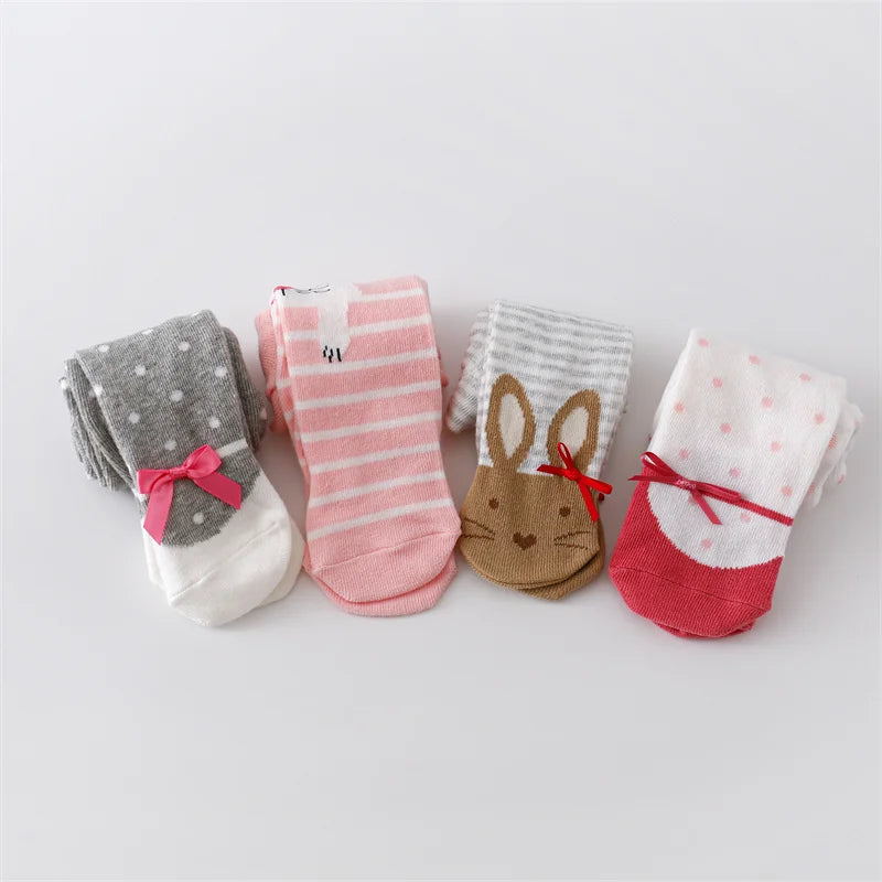 0-12M Newborn Baby Girls Knitted Cotton Print Infant Tights