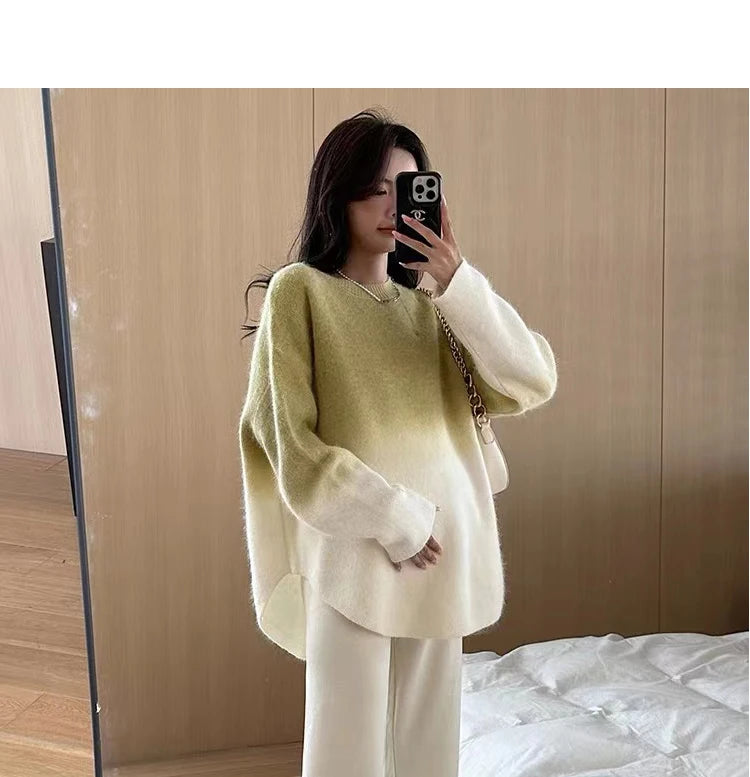 Autumn Winter Maternity Sweater, Fashion Gradient Color, Woman Knitted Pullovers