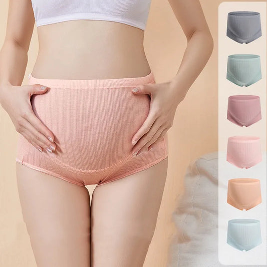 Cotton Maternity Panties, High Waist, Adjustable Seamless Belly Underwear Briefs , Plus Size