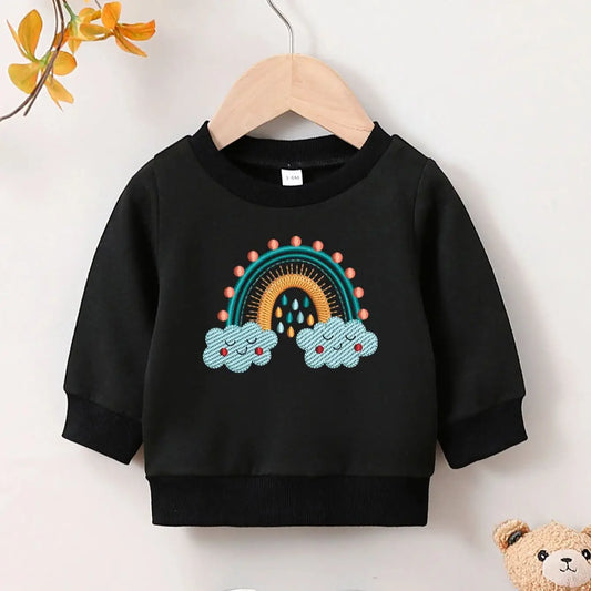 Autumn and winter girl round, neck long sleeved, casual cute cartoon sweatshirt