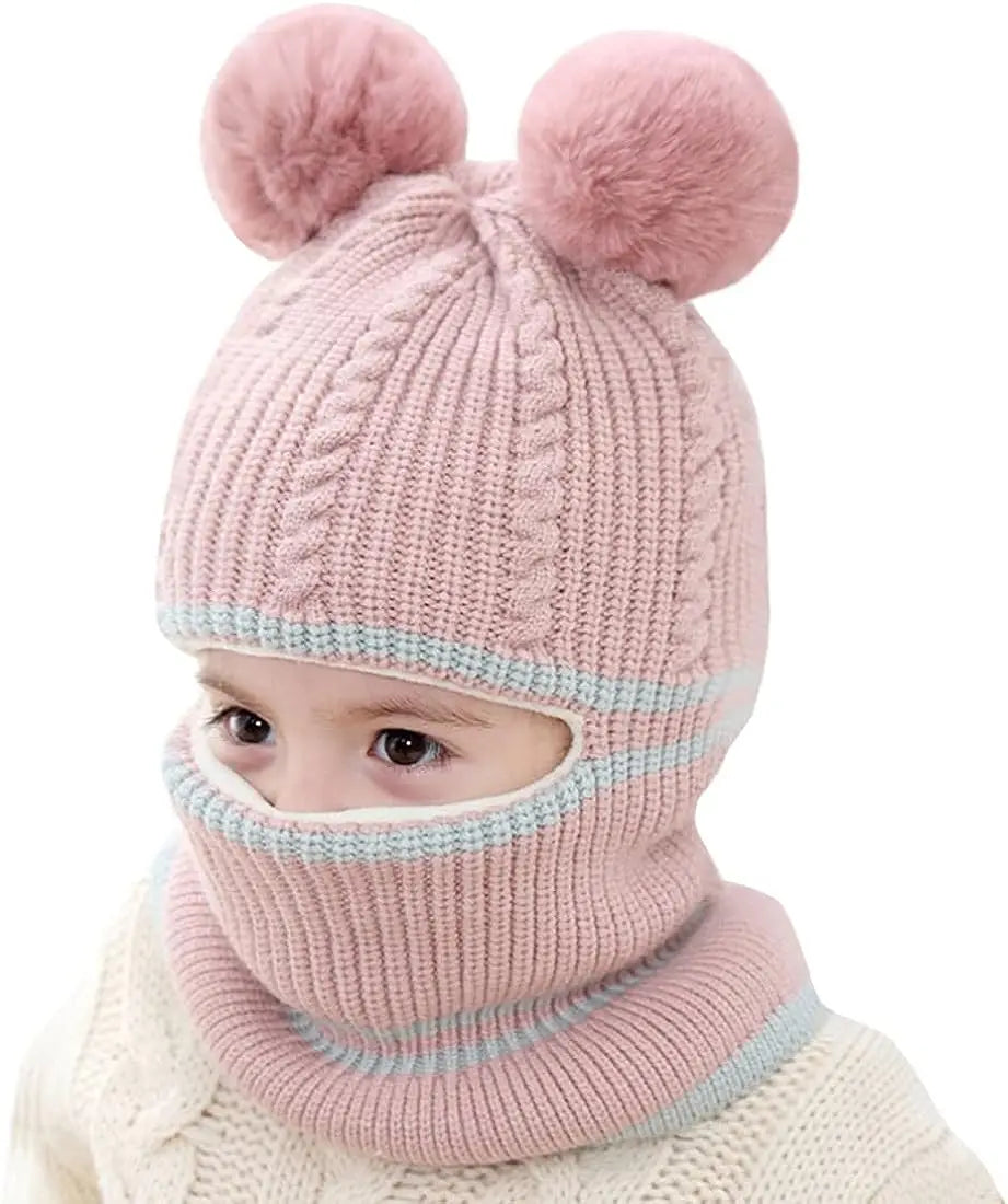 1-4 Years Kids New Autumn Winter Bear Ear Knit Pullover Bonnet Caps