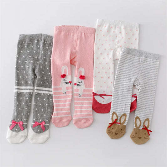 0-12M Newborn Baby Girls Knitted Cotton Print Infant Tights