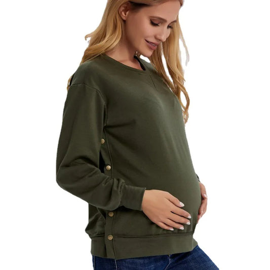 Long-sleeved Maternity Loose Solid Sweaters