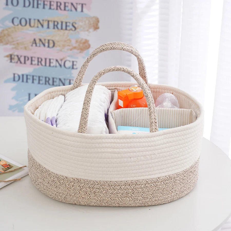 Multifunctional Portable Cotton Rope Baby Diaper Storage Basket