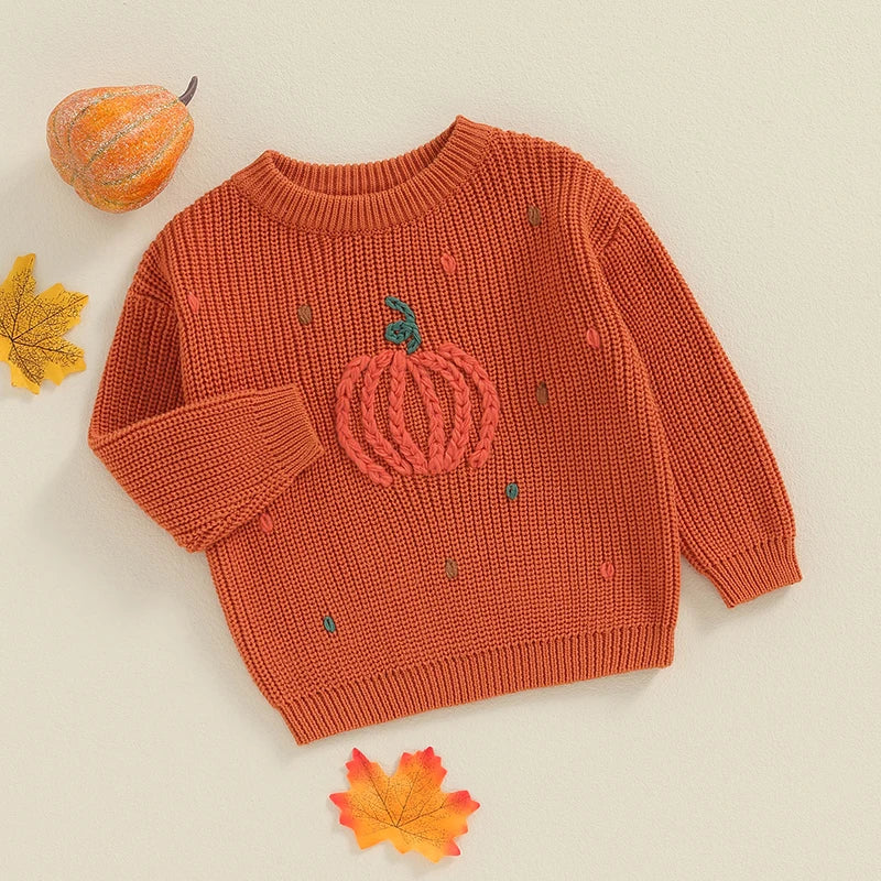 Baby/Toddler Halloween Pumpkin Long Sleeve Chunky Knitwear Pullover