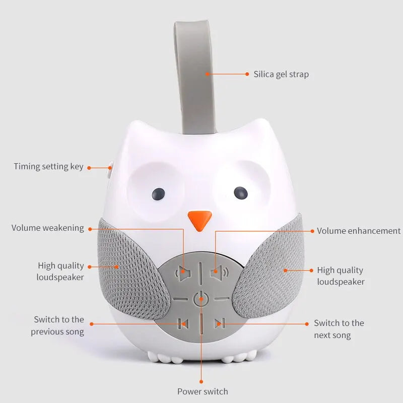 Bed Hanging Cartoon Owl Music Player Pacifying Toy