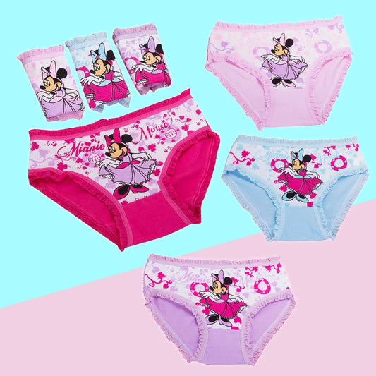 2Pcs/bag Color Random New Triangle Underwear, Minnie Cartoon Girls Panties 2-6Y