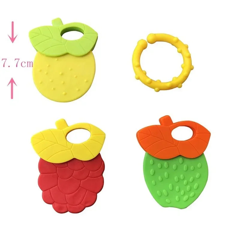 Baby Fruit & Animal Style Soft Rubber Rattle, Teether Toy