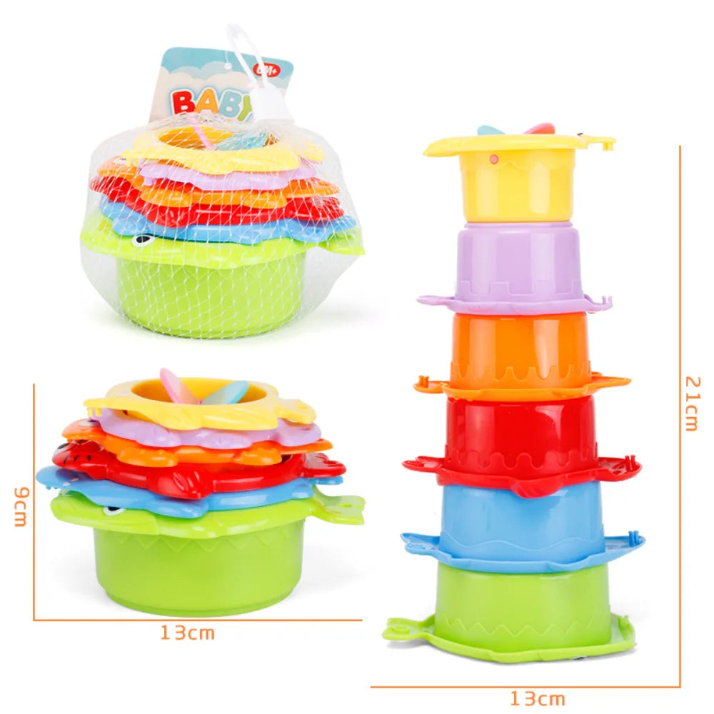 Ocean Beach Toys Stacking Tower, Bathtub Water Play,