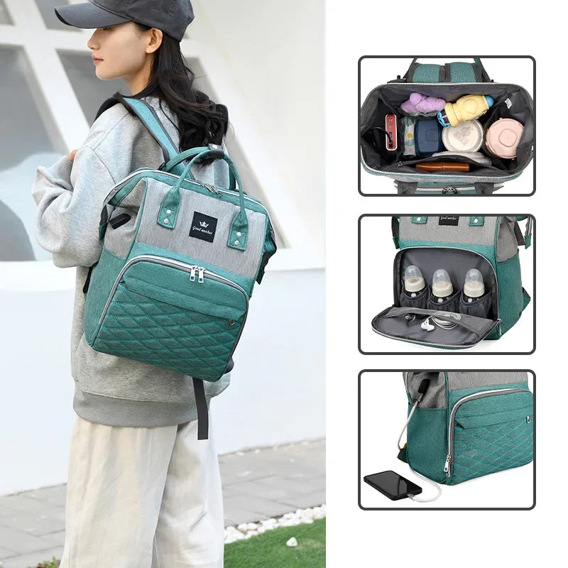 Multi-functional Mummy  Shoulder Storage Bag, USB Port Bag, Large Capacity Backpack, Baby Stroller Hanging Bag